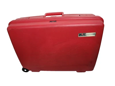 Vtg Delsey Paris Club Hardside Suitcase Luggage wheels 26x19x8 Rolling Red  Lock - Image 1 of 4