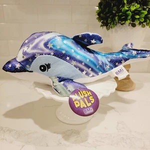 NEW BMI Plush Pals Blue & Purple Sparkle Shimmer Dolphin Stuffed Animal Toy - Picture 1 of 12