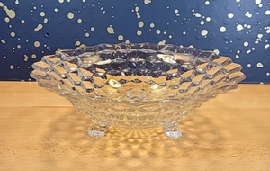 Fostoria Amerikanisch Kubistisch Klarglas 3 Fuß Servier Obst Schale 10,5" Vintage - Bild 1 von 7