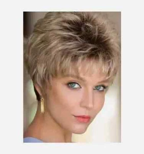 Peluca de cabello humano liso Natura para mujer peinados rubios medianos en capas 6 pulgadas - Imagen 1 de 8