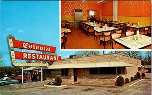 LA FOLLETTE, TENNESSEE - COLONIAL ROADSIDE RESTAURANT - VINTAGE POSTCARD - Picture 1 of 2