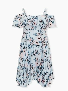 Vestido Pañuelo Torrid Mujer Talla Grande 1X 14-16 Azul Floral Hombro Frío - Imagen 1 de 5