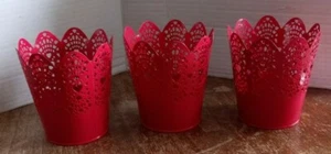 LOTE DE 3 CUBOS ROJOS TROQUELADOS JARRONES 4 1/4"" DE ALTO BODAS ARTESANÍAS - Imagen 1 de 4