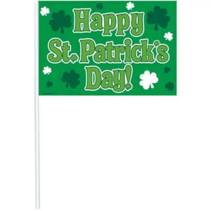 Happy St Patrick's Day Plastic Flags 12pk - Picture 1 of 1