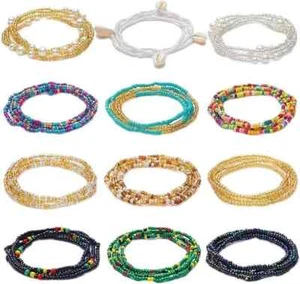 12PCS 24-70 Inches plus Size Waist Beads Chains for Women Handmade African Belly - Picture 1 of 1