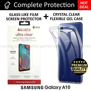 A10 Clear Silicone Case Cover + Zagg Film Screen Saver for Samsung Galaxy A10 - Picture 1 of 11