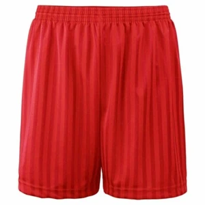 Boys Girls Red Shadow Stripe PE Shorts School Dance Running Gym Swim Sports - Picture 1 of 1