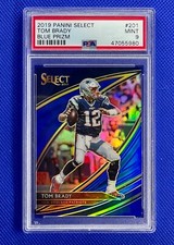 2019 Panini Select Field Level Blue Prizm /75 TOM BRADY Patriots Last Year PSA 9