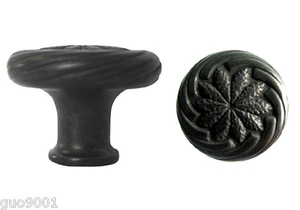 Matte Black Round Wheat Design Kitchen Cabinet Drawer knobs 30MM (approx 1") - Picture 1 of 2