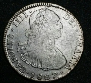 Rare 1807 PJ Bolivia 4 Reales Charles IIII World Silver Colony Milled Bust Coin  - Picture 1 of 7