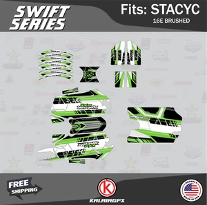 Kit de gráficos para bicicleta eléctrica cepillada STACYC 16E verde rápido - Imagen 1 de 6