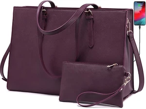 Laptop Bag for Women, Fashion Computer Tote Bag Large Capacity Handbag, Leather - Picture 1 of 11