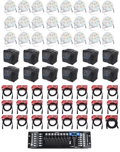 (24) Rockville RockPAR50 WHT Wash Lights+192 Ch DMX Controller+Cables+Bags - Picture 1 of 11