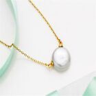 14-15mm White Baroque Pearl Pendant 18K Necklace 18 inches Real Diy Aurora Women