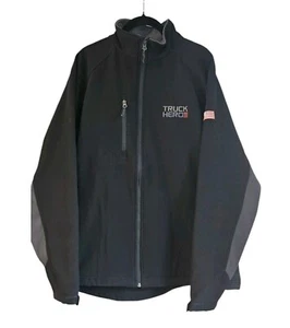 Fossa Truck Hero Mens XL Soft Shell Jacket Mock Neck Black Grey AMERICAN FLAG - Picture 1 of 11