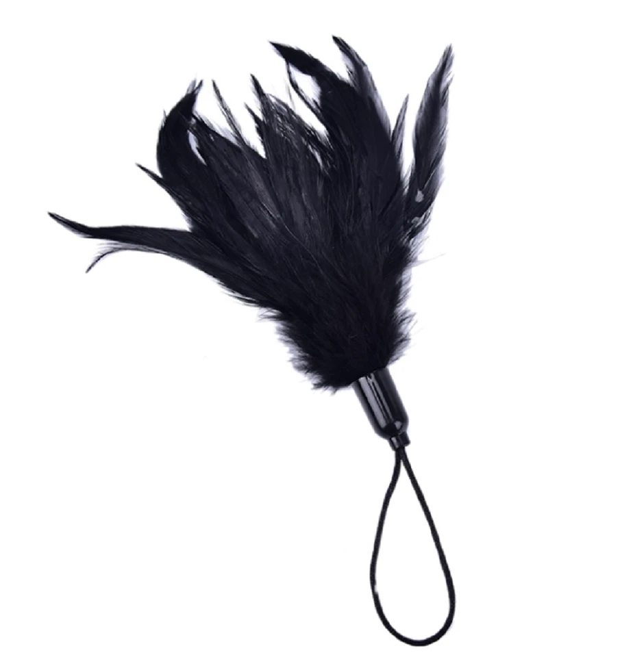 Plume érotique noire avec cordon de poignet , accessoire sexy domination SM