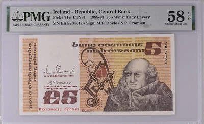 Ireland 5 pounds Scotus P71e Irish 7.5.93 Last Date PMG 58EPQ EKG 204 012 (1/3) - Image 1 of 2