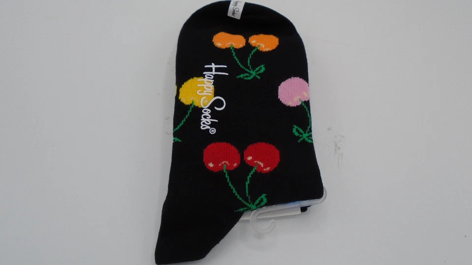 Meias masculinas Happy Socks Cherry (10-13, pretas/multi) - Imagem 1 de 4