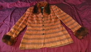 ORIGINAL RENZO EXTRAVAGANTE DESIGNER DAMENJACKE ORANGE/GOLD MIT ROSTBRAUN GEFÄRB - Bild 1 von 12