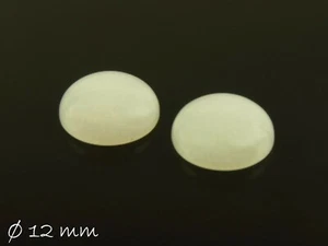2 Stk. weiße Jade Cabochons zum Einkleben in Fassungen, Ø 12 mm - Bild 1 von 1