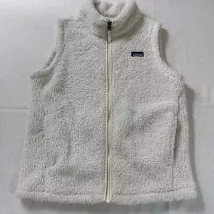 Gilet Patagonia ragazza taglia 16-18 XXL cerniera intera sherpa da esterno bianco preppy - Foto 1 di 15