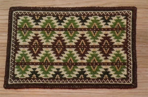 Dollhouse Miniature Handmade Needlepoint Rug (1:12) Tan, Brown, Greens, Cream - Picture 1 of 4
