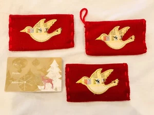 Neu Starbucks Weihnachten rot Strick Taube Patchwork Stich Geschenkkarten Halter Lot 3   - Bild 1 von 3