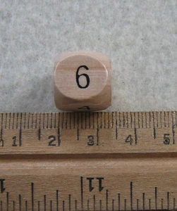 14mm Set / Pair of 2 Wooden Dice (lot, 14mm d6, numerals, wood) - Picture 1 of 2