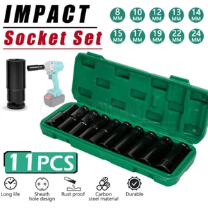 10PCS 1/2" inch Heavy Duty Deep Impact Socket Tool Set 8-32mm Metric Garage AUS - Picture 1 of 12