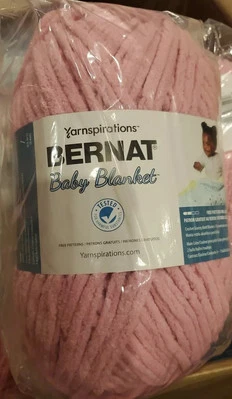 1 Skein Yarnspirations Bernat Baby Blanket Yarn  Bulky Bubblegum 10.5oz Chenille - Image 1 of 2