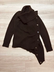 Ann Demeulemeester Low Gauge Strick Cardigan braun Gr. 36 S asymmetrisch Belgien - Bild 1 von 12