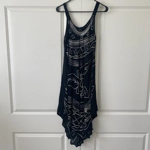 NWT Indian Boutique Free Size Black Cover Up Beach Mature Swim Pool Comfy Floral - Picture 1 of 5