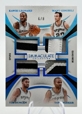 Inmaculada Quad Juego 2024 Usado FOTL Duncan/Parker/Ginobili/Leonard Spurs 6/8 Foto 1 de 4