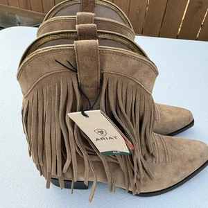 Stivali bambina Ariat Gold Rush marroni con frange nuovi con etichette 4LR taglia US 5 bambino - Foto 1 di 11