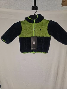 SPYDER Zip Up Hoodie Green & Blue 12m - Picture 1 of 5