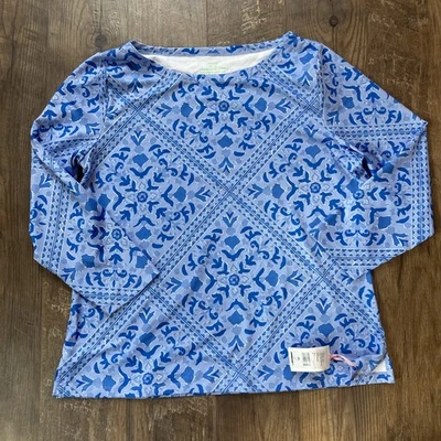 Vineyard Vines XL  Sankaty Boat Neck Long Sleeve Pullover Top  Calm Water - Image 1 of 4