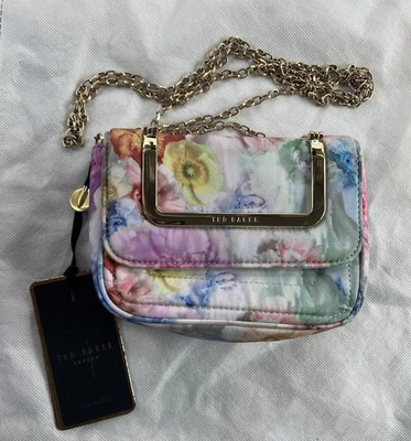 Nuevo con etiquetas Ted Baker S Electra Día Sueño Estampado Floral Noche Bolso sin asas Limón con correa Foto 1 de 2