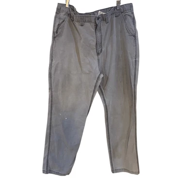 Carhartt Talla 44x32 Vaqueros Gris Blanco Vaqueros Pantalones Relajados Ver Manchas e Imper Foto 1 de 4
