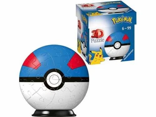 Pokémon 3d Puzzle Pokéballs Great Ball (54 Pieces) Ravensburger