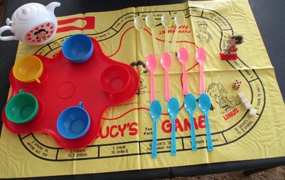 Vintage 1971 Peanuts Lucy's Tea Party Game Milton Bradley 4129 Missing 4 sugars - Image 1 of 4