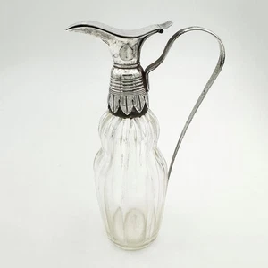 18TH/19TH CENTURY UNMARKED WHITE METAL SILVER PLATED MOUNTED GLASS CRUET BOTTLE - Picture 1 of 9