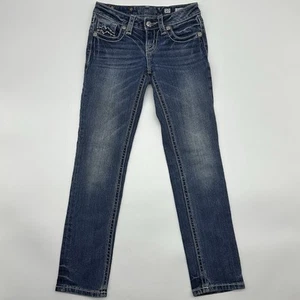 Miss Me Skinny Leg Girl's Size 10 Embroidered Bling Angel Wings Denim Jeans - Picture 1 of 14