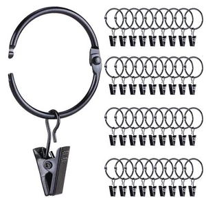 36 Pack Openable Metal Curtain Rings With Clips 1.22 Inch Interior Diameter Fits - Picture 1 of 6