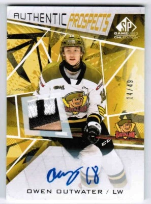 21/22 SP GAME USED CHL OWEN OUTWATER #43 AUTHENTIC PROSPECTS GOLD AUTO PATCH /49 - Image 1 of 2