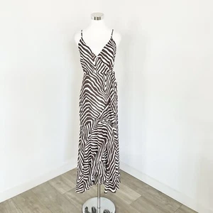 Shona Joy Benita Wrap Dress Womens Size 8 Cocktail Ruffle Hem Brown Zebra Print - Picture 1 of 11