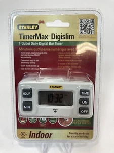 New, White STANLEY TimerMax Digislim Digital Display Daily/Timer Outlet Plug. - Picture 1 of 2