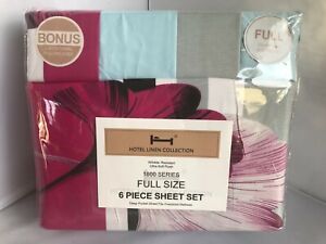 Hotel Linen Collection Wrinkle Resistant Ultra Soft 6pc FULL Sheet Set Flaral