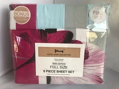 Hotel Linen Collection Wrinkle Resistant Ultra Soft 6pc FULL Sheet Set Flaral - Image 1 of 4