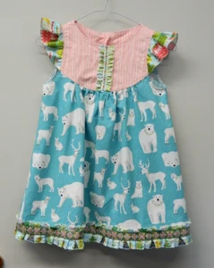 Matilda Jane Platinum Flutter Dress size 6 Christmas Polar Bear Deer Rabbit - Picture 1 of 8