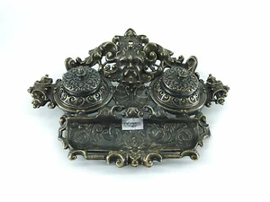 Antiker Messing Tintenfisch im Barockstil mit doppeltem Tintentank ant - Bild 1 von 2